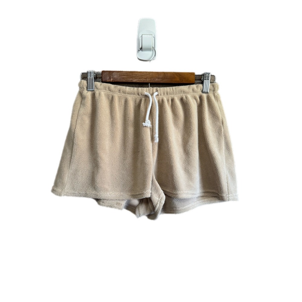 Forever 21 Fleece Lounge Shorts Womens Small Tan Good Drawstring Cozy Pajamas‎